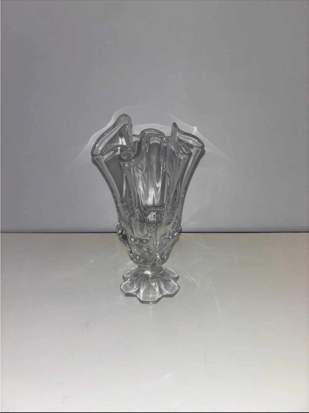 Fenton Art Glass Valencia Handkerchief Vase in clear glass